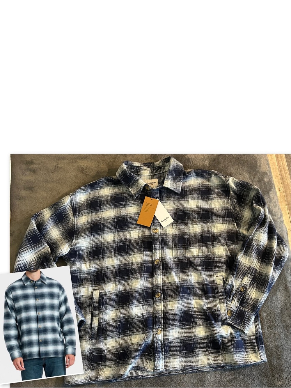 NWT Goodfellow Men’s XL Vintage Heavyweight Plaid Flannel Shirt Jacket Blue